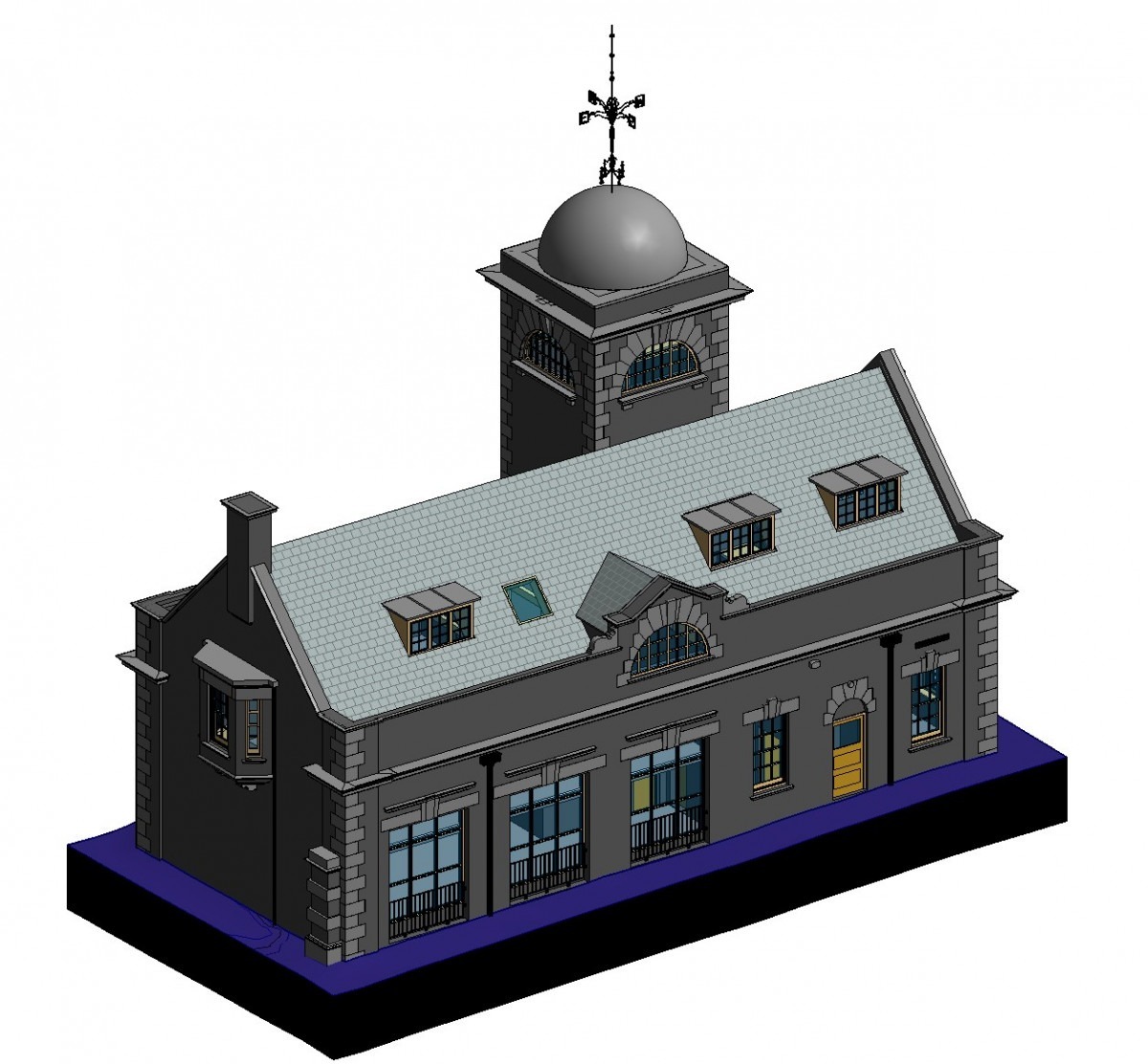 View of a 3D Building Information Model of the old fire station in Lancaster