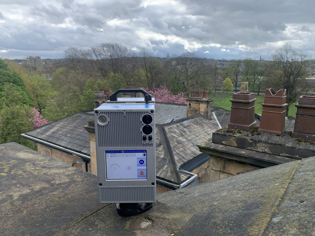 3D laser scanning the rooftops at Ryelands House in Lancaster