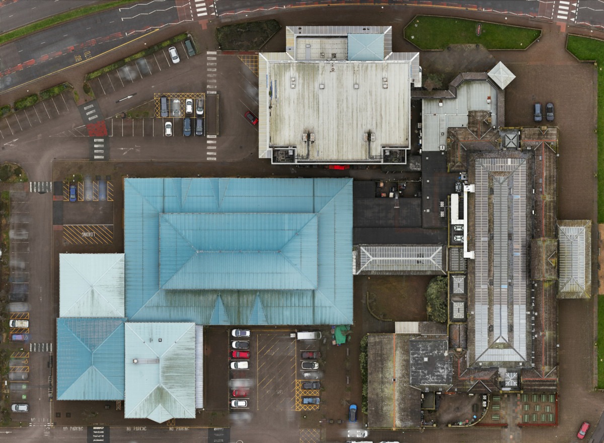 Orthographic drone image of commercial roofs in Morecambe