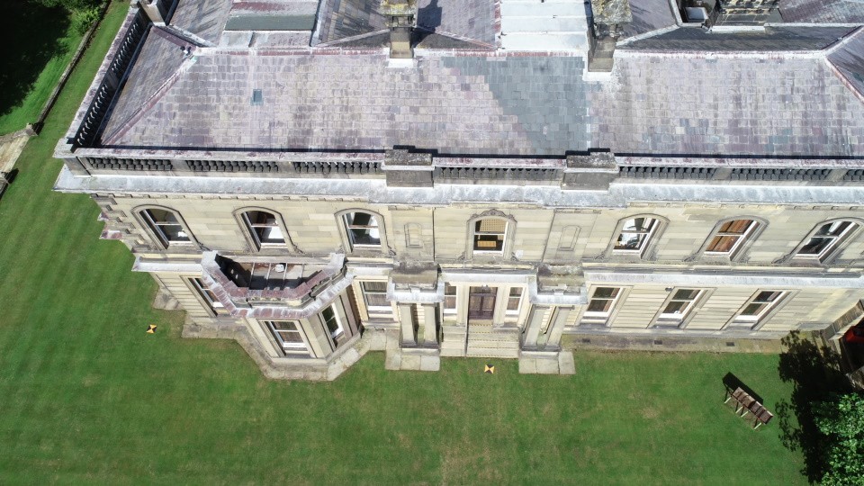 Drone survey image showing the roof and facade of a building near Bay Horse, Lancaster