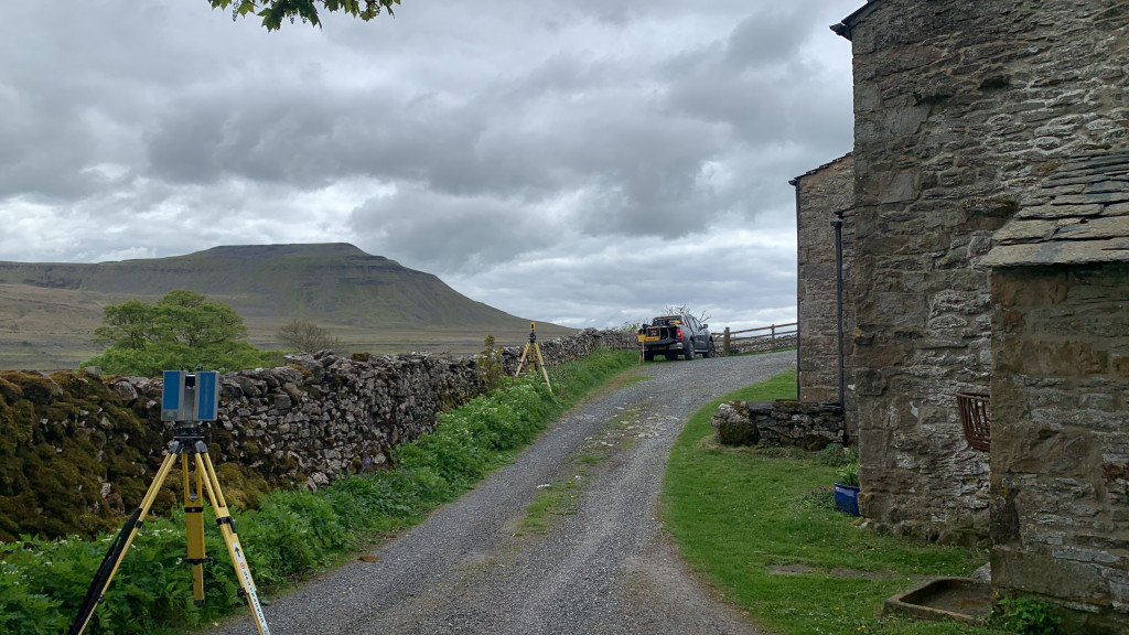 Land and measured building survey at Chapel-le-Dale with Ingleborough in the background